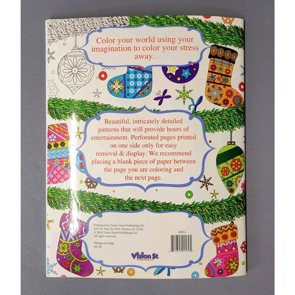 Grown Up Coloring Christmas Book‎ Relaxing Vision Street Craft Art Paperback